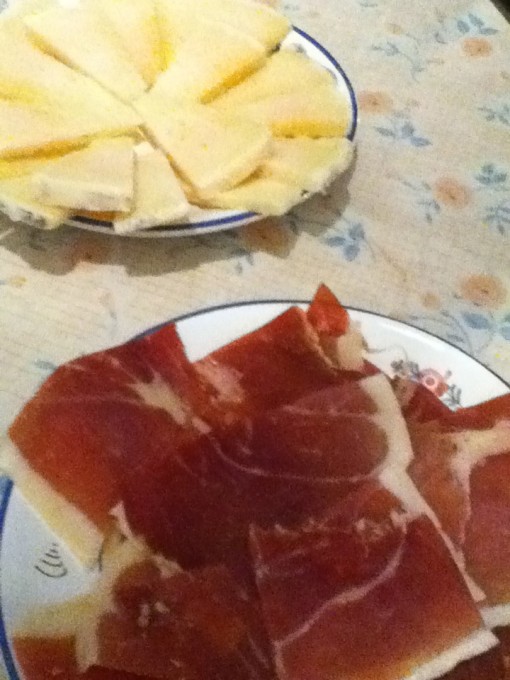 Delicious Manchego cheese! And Jamon serrano. Let's see if I make it out of Spain without trying ham!